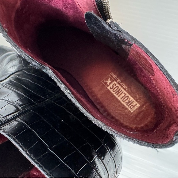 PIKOLINOS Bayona Black Croc-Pattern Ankle Boots size 39 us 8 - Picture 9 of 13